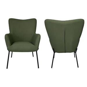 Fauteuil en tissu boucle vert kaki avec repose-pieds eira