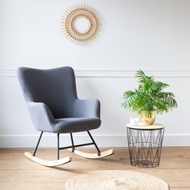 Fauteuil à bascule en tissu boucle gris kaira