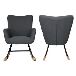 Fauteuil à bascule en tissu boucle gris kaira