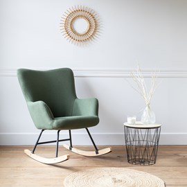 Fauteuil à bascule en tissu boucle vert kaki kaira