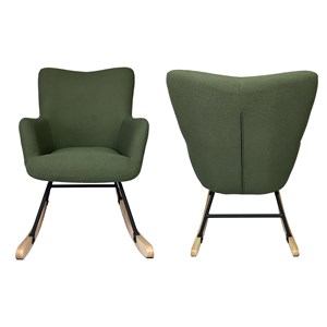 Fauteuil à bascule en tissu boucle vert kaki kaira