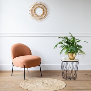 Fauteuil en tissu boucle rouille helmi