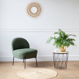 Fauteuil en tissu boucle vert kaki helmi