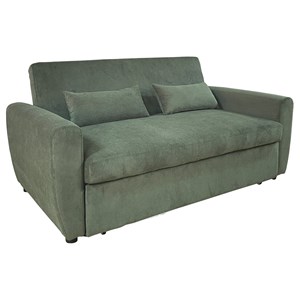 Canapé convertible en velours côtelé vert 2 places matt