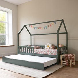 Lit cabane gigogne pour enfant 190x90cm vert marceau