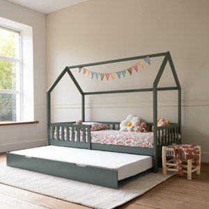 Lit cabane gigogne pour enfant 190x90cm vert marceau