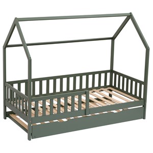 Lit cabane gigogne pour enfant 190x90cm vert marceau