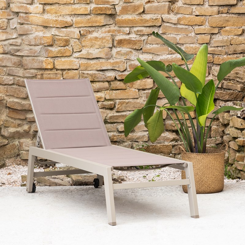 Bain de soleil barbados en textilène taupe - aluminium taupe