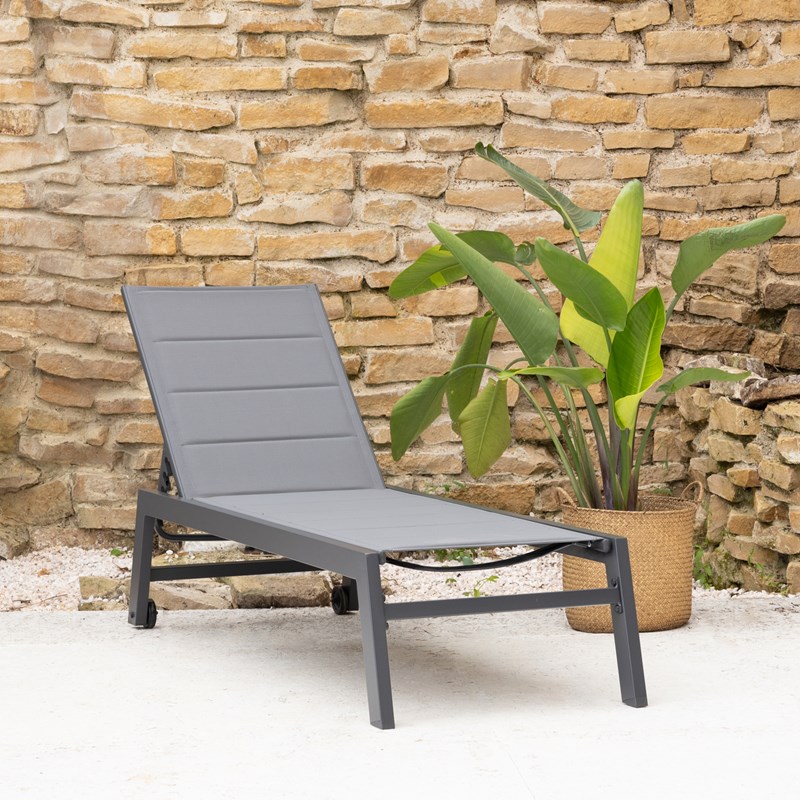 Bain de soleil barbados en textilène gris - aluminium gris anthracite