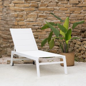 Bain de soleil barbados en textilène blanc - aluminium blanc