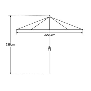 Parasol droit hapuna rond 2,70m de diamètre taupe