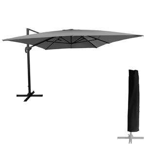 Parasol déporté molokai rectangulaire 3x4m gris + housse