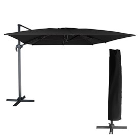 Parasol déporté molokai rectangulaire 3x4m noir + housse