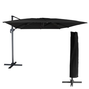Parasol déporté molokai rectangulaire 3x4m noir + housse