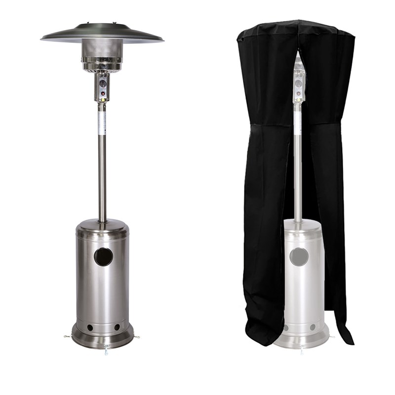 Parasol chauffant oslo chauffage d'extérieur gaz acier inox + housse