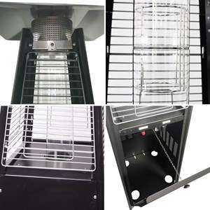 Parasol chauffant gaz stockholm 13kw acier noir + housse de protection