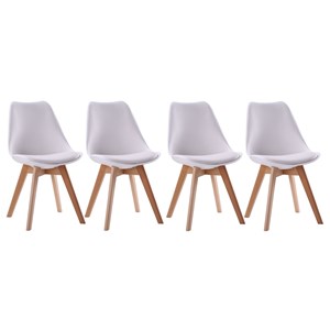 Lot de 4 chaises scandinaves nora blanches avec coussin