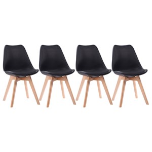 Lot de 4 chaises scandinaves nora noires avec coussin