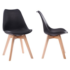 Lot de 4 chaises scandinaves nora noires avec coussin