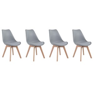 Lot de 4 chaises scandinaves nora grises avec coussin