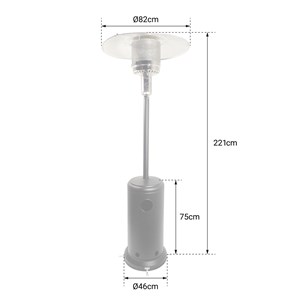 Parasol chauffant oslo - chauffage d'extérieur gaz - acier noir