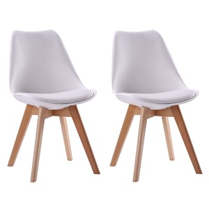 Lot de 2 chaises scandinaves nora blanches avec coussin