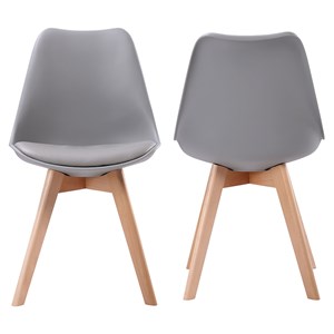 Lot de 2 chaises scandinaves nora grises avec coussin