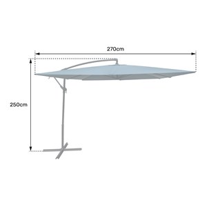 Parasol déporté molokai carré 2,7x2,7m gris