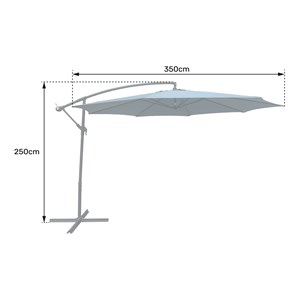 Parasol déporté oahu rond 3,50m de diamètre taupe + housse