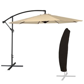 Parasol déporté oahu rond 3,50m de diamètre beige + housse