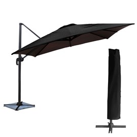 Parasol déporté molokai carré 3x3m noir + housse