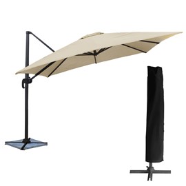 Parasol déporté molokai carré 3x3m beige + housse