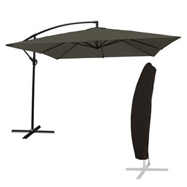 Parasol déporté molokai carré 2,7x2,7m gris + housse