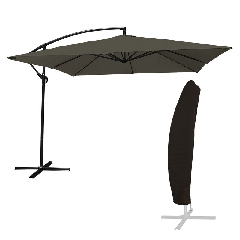 Happy Garden - Parasol déporté molokai carré 2,7x2,7m gris + housse