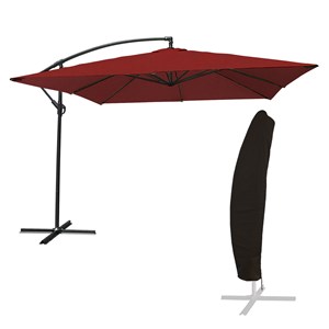 Parasol déporté molokai carré 2,7x2,7m rouge + housse