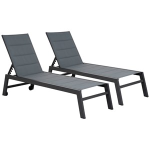 Lot de 2 bains de soleil barbados en textilène gris - alu anthracite