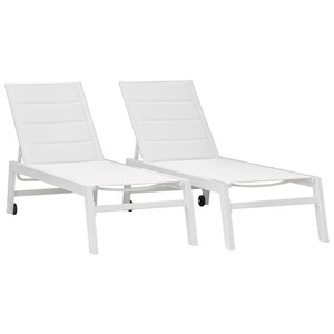 Lot de 2 bains de soleil barbados en textilène blanc - aluminium blanc