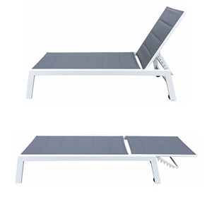 Lot de 2 bains de soleil barbados en textilène gris - aluminium blanc