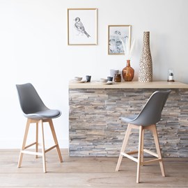 Lot de 2 tabourets scandinaves sven gris avec coussin