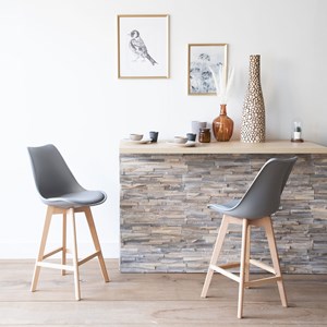 Lot de 2 tabourets scandinaves sven gris avec coussin