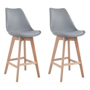 Lot de 2 tabourets scandinaves sven gris avec coussin