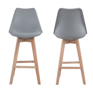 Lot de 2 tabourets scandinaves sven gris avec coussin