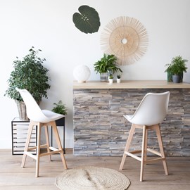 Lot de 2 tabourets scandinaves sven blanc avec coussin