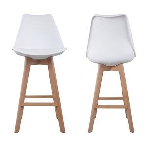 Lot de 2 tabourets scandinaves sven blanc avec coussin