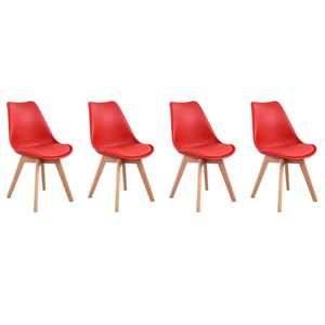 Lot de 4 chaises scandinaves nora rouge avec coussin