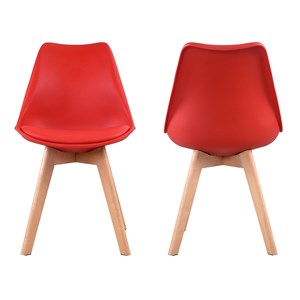 Lot de 4 chaises scandinaves nora rouge avec coussin