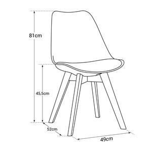 Lot de 4 chaises scandinaves nora rouge avec coussin