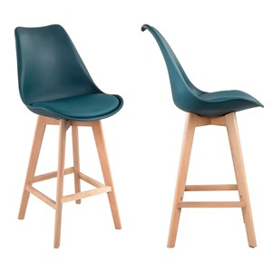 Lot de 2 tabourets scandinaves sven bleus avec coussin