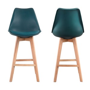 Lot de 2 tabourets scandinaves sven bleus avec coussin