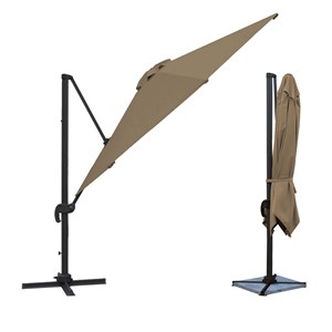 Parasol déporté molokai rectangulaire 3x4m taupe + housse